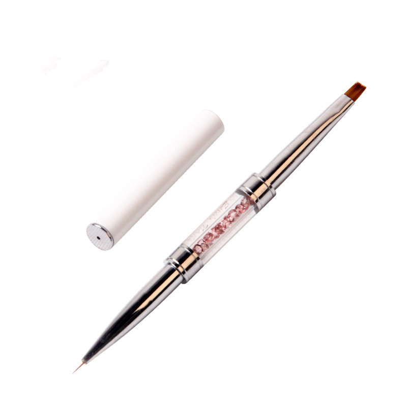 Custom Kolinsky 3D Liner Acrylic Nails Brush Double End Metal Handle Nail Art Paint Brush