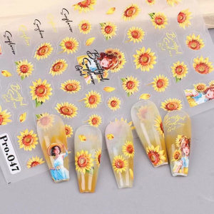 Nail Decoration Sunflower Design Nail Art Sticker Self-Adhesive 5D Sunflower Nail Sticker