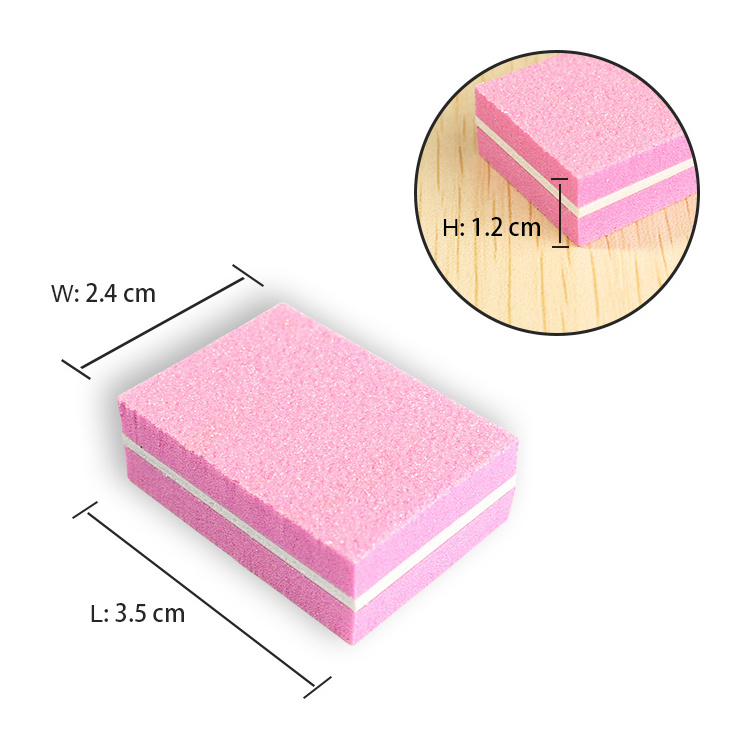 Pink Sponge Nail Buffer Private Label 100/150/180 Grit Shiny Mini Nail Buffer Block