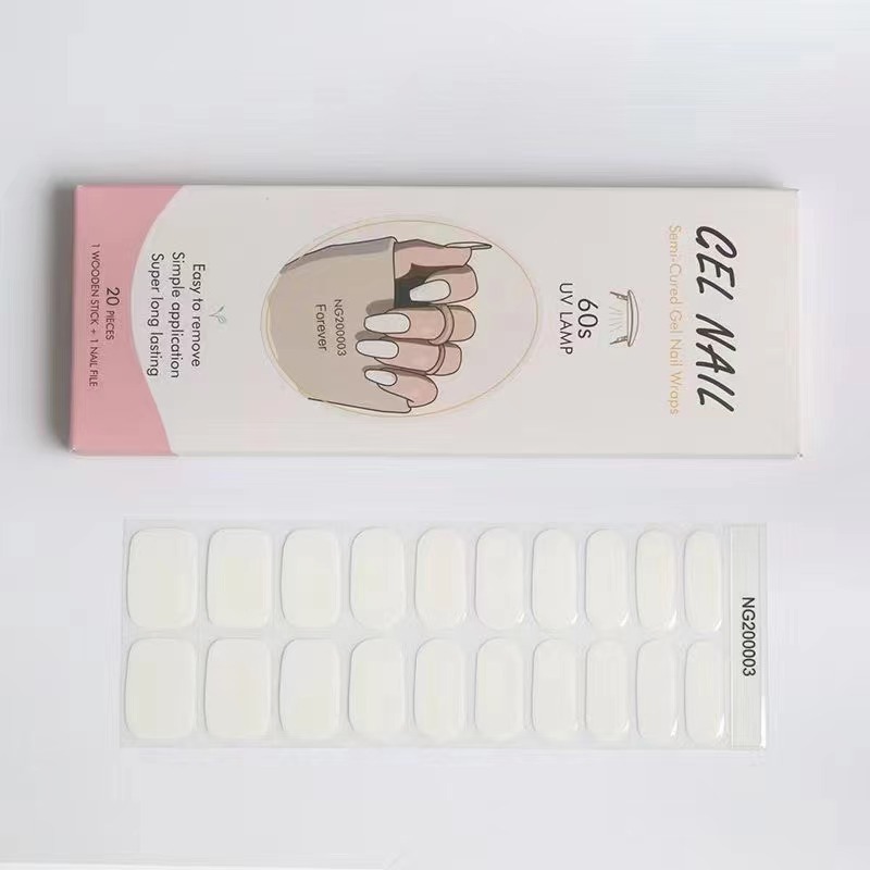 Private Label Full Wrap Gel French Nail Polish Strips UV Semi Cured Gel Nail Sticker