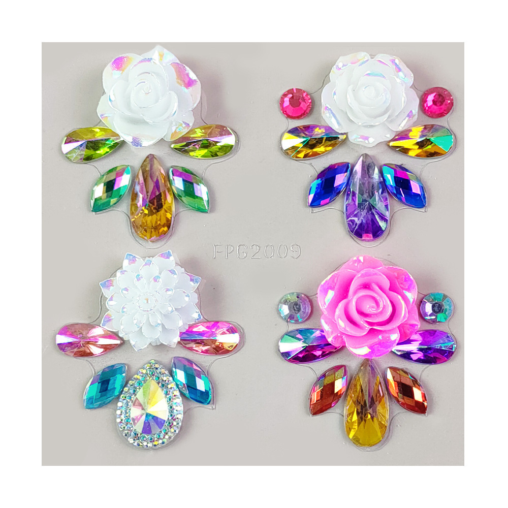 Face Art Decoration Rhinestone Body Tattoo Self Adhesive Charms Rainbow 3D Crystal Accessories