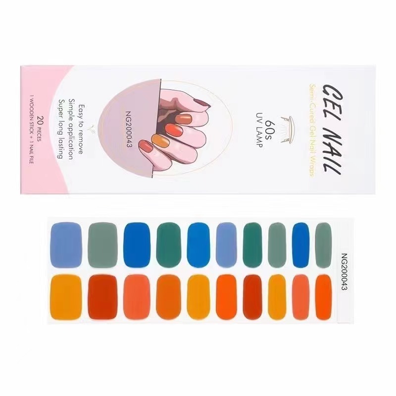 Private Label Full Wrap Gel French Nail Polish Strips UV Semi Cured Gel Nail Sticker