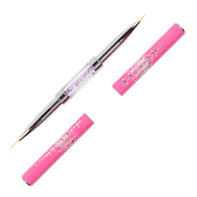 Custom Kolinsky 3D Liner Acrylic Nails Brush Double End Metal Handle Nail Art Paint Brush