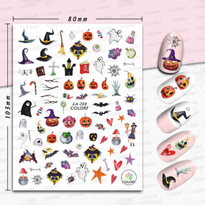 Halloween Terrifying Pumpkin Nail decor Sticker 5d Bats Skull Head Nail Art Sticker