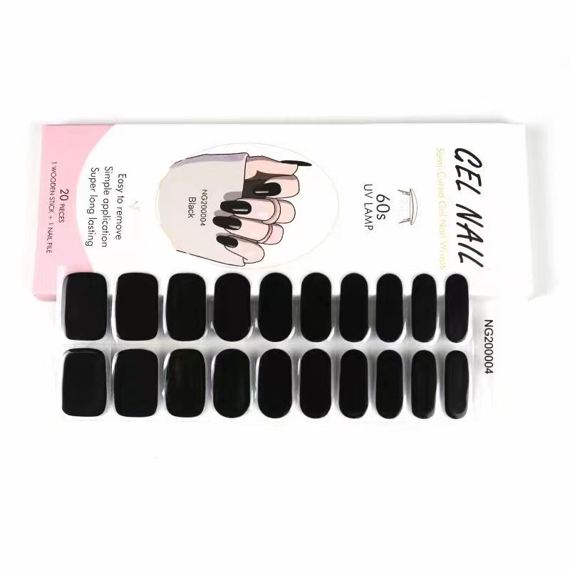 Private Label Full Wrap Gel French Nail Polish Strips UV Semi Cured Gel Nail Sticker