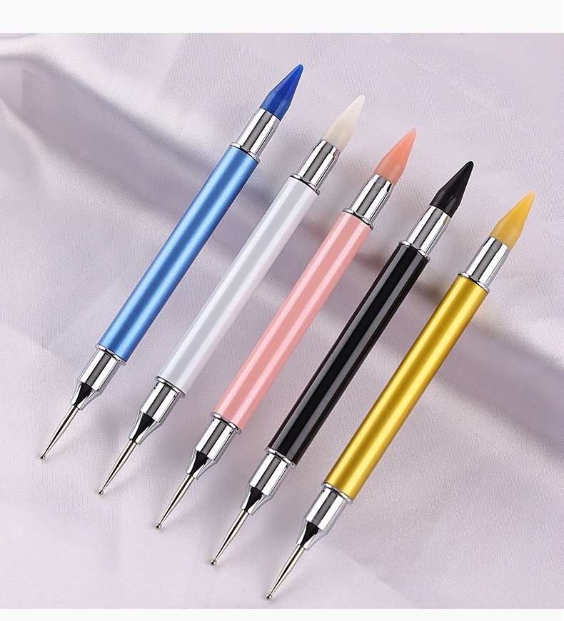 Dual-ended Manicure Salon Tool Nail Art Crystal Pick Up Wax Pen DIY Nail Dotting Pen Set