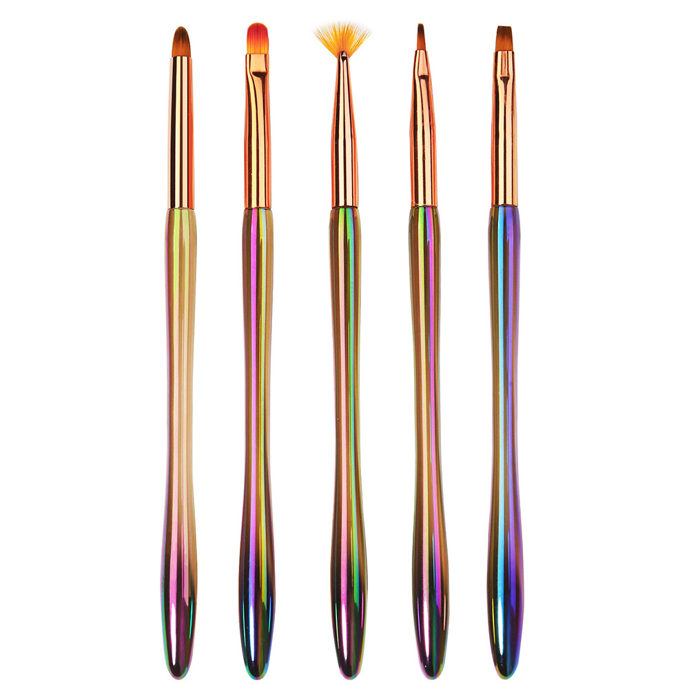 Colorful Gradient Clear Acrylic Handle UV Gel Pen 100% Kolinsky Nail Art Brush Set