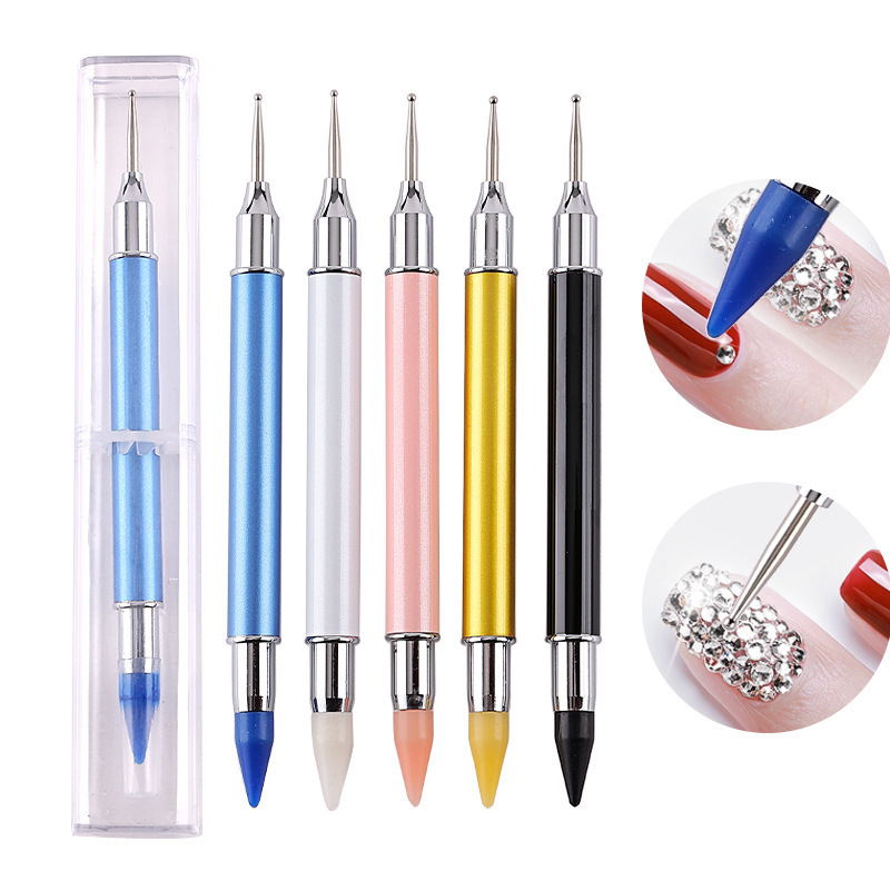 Dual-ended Manicure Salon Tool Nail Art Crystal Pick Up Wax Pen DIY Nail Dotting Pen Set