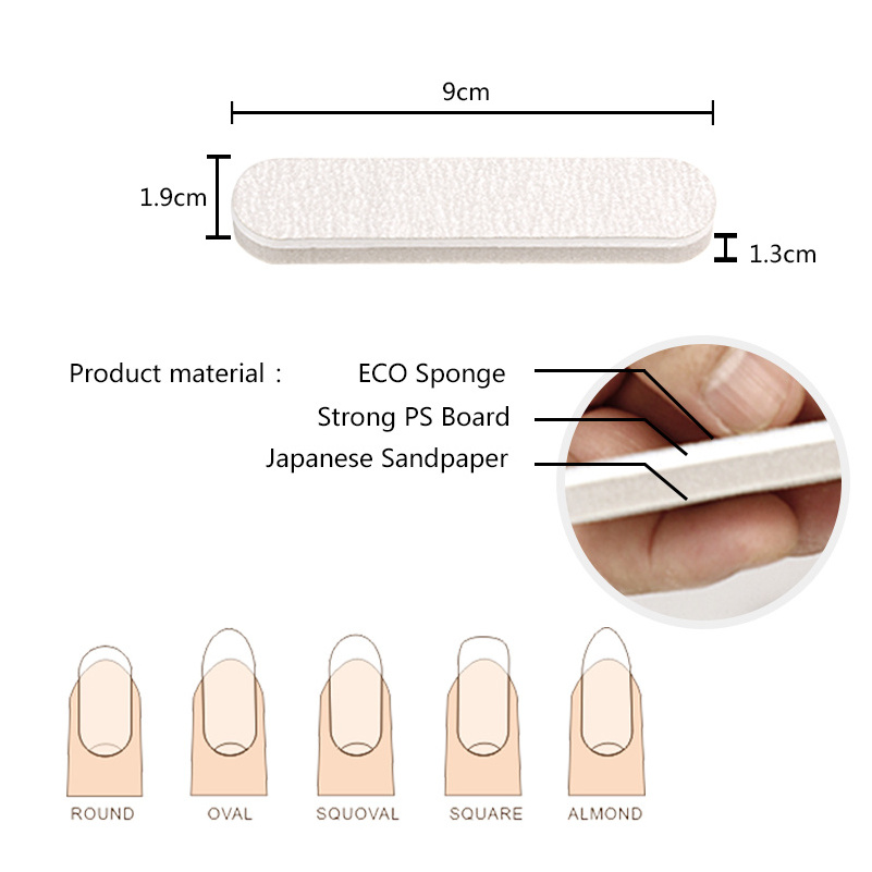 2 way Sponge Shine Nail File Custom 80 100 220 Grit Emery Board Mini Nail File Wholesale