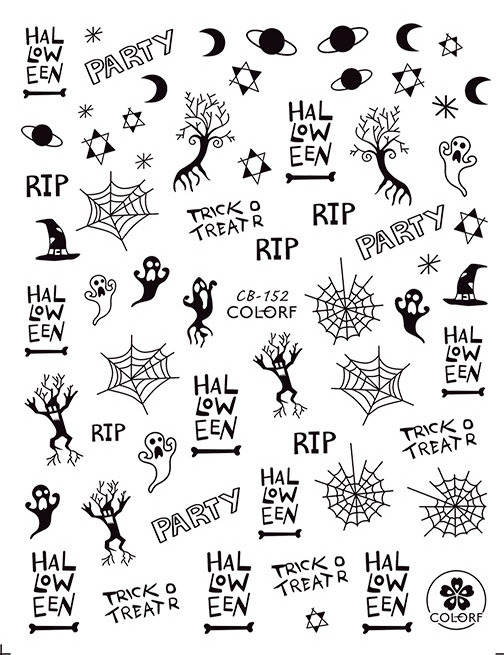 Halloween DIY 3D Pumpkin Nail Art Sticker Festival Horror Spider Bat Design Nail Sticker