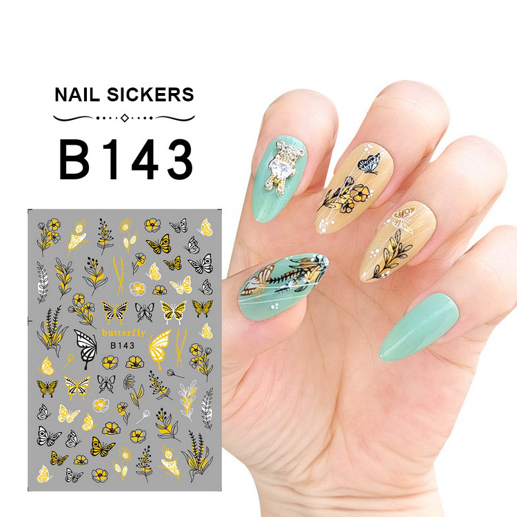 Wholesale Summer Butterfly Nail Decoration Decals 3d Self Adhesive Flower Sticker Nail Art