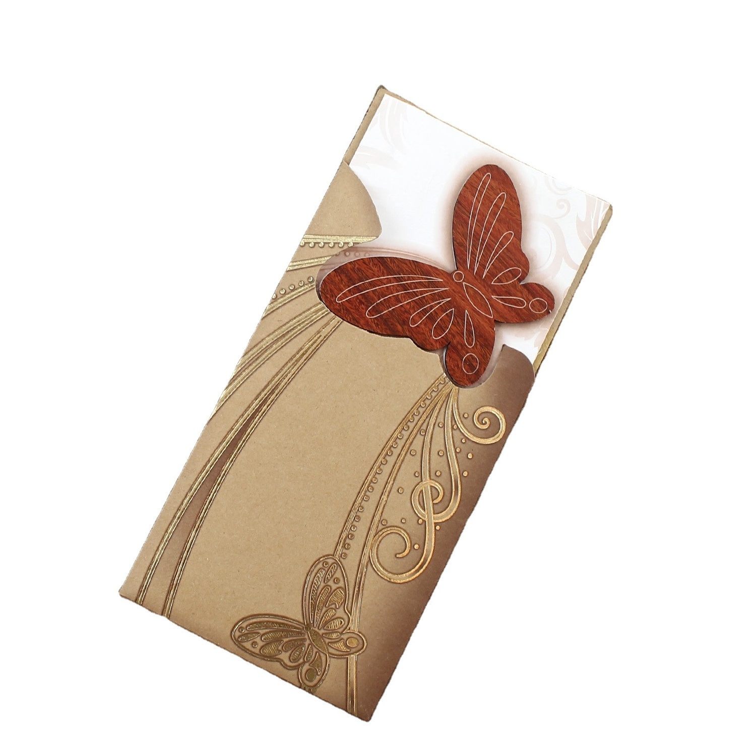 Newest designs Most Popular Designs Unique Heart Wooden Wedding Cards customized butterfly birthday invitation cards