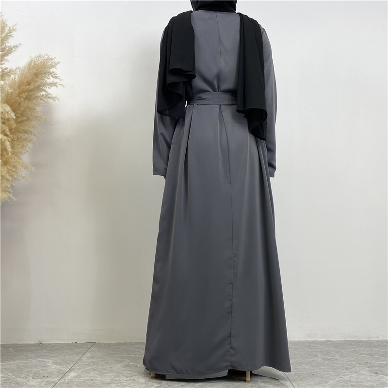 Online Wholesale Ladies Modest Nida Fabric Abaya Islamic Clothing Turkish Dubai Pure Color Muslim Dresses With Pocket