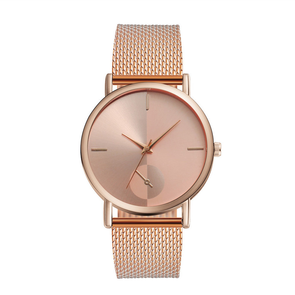 YOLAKO Hot Sell High Quality Stainless Steel Mesh Strap Waterproof Ultrathin Simple Women Quartz Watches Men Fashion Watch Gold