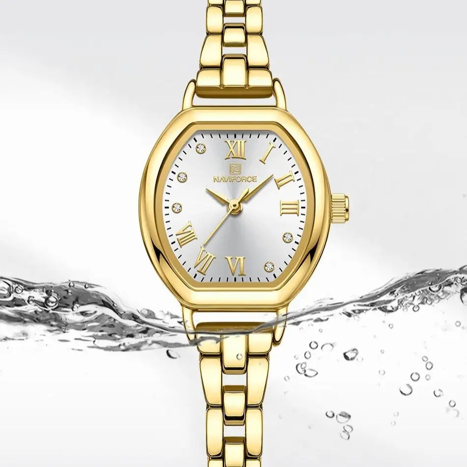 NAVIFORCE naviforce watches for women original 5035 stainless steel diamond 24mm dial girls watch gold bracelet ladies clock