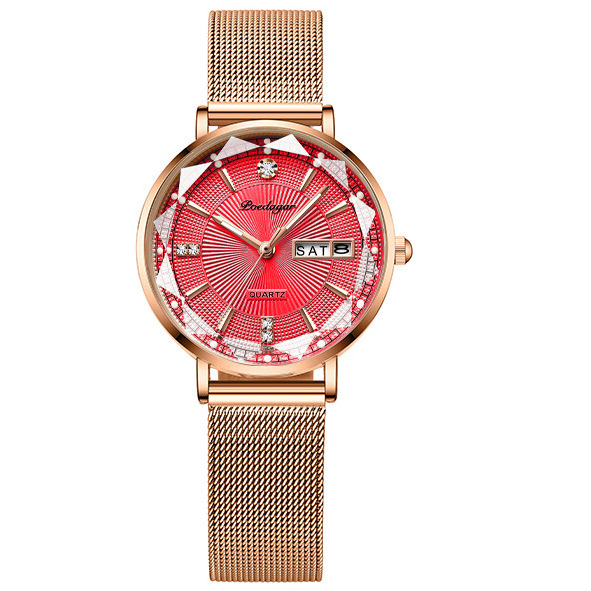 POEDAGAR Fashion Women Watch Luxury Creative Rose Diamond Dial Quartz Watches Stainless Steel Mesh Strap Waterproof Wrist 3013