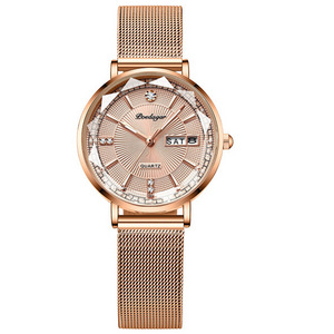 POEDAGAR Fashion Women Watch Luxury Creative Rose Diamond Dial Quartz Watches Stainless Steel Mesh Strap Waterproof Wrist 3013