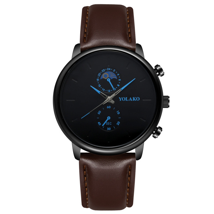 YOLAKO 357 Men Watch Fashion Casual Men Classical Big Dial Leather Strap Clock Mature Style Quartz Watches Relogio Masculino