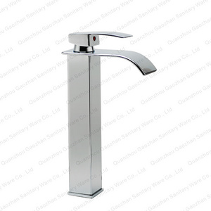 Tall Body 304 Stainless Steel Waterfall Basin Faucet Mixer Deck Mounted Single Handle Basin Tap For Bathroom