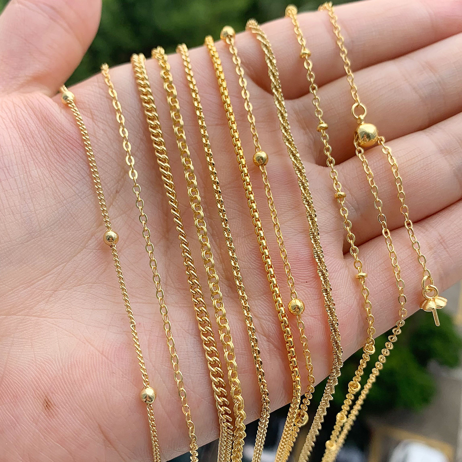 Wholesale Diy Cross Chain Snake Bone Chain Twisted Rope Link 18K Gold Plated Stainless Steel Necklace Chain For Jewelry Making /