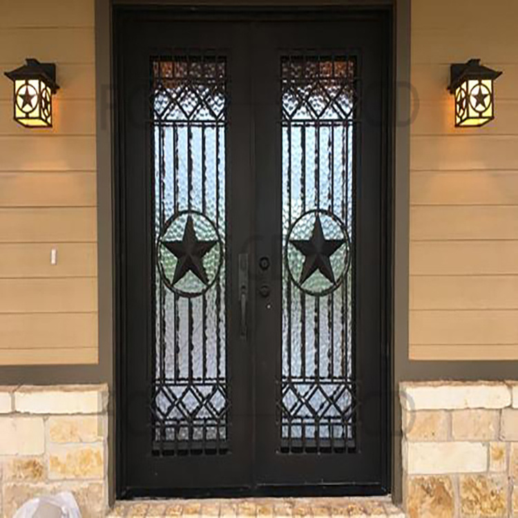 Delivery fast wrought iron door prices French exterior wrought iron double door good quality swing wrought iron front doors