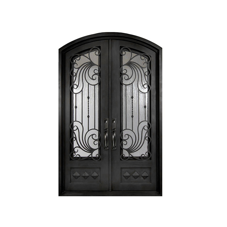 Delivery fast wrought iron door prices French exterior wrought iron double door good quality swing wrought iron front doors