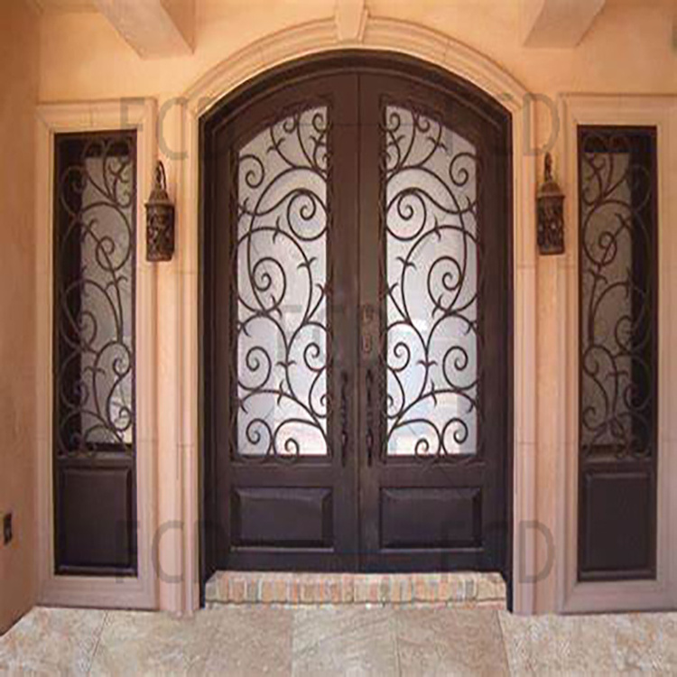 Delivery fast wrought iron door prices French exterior wrought iron double door good quality swing wrought iron front doors