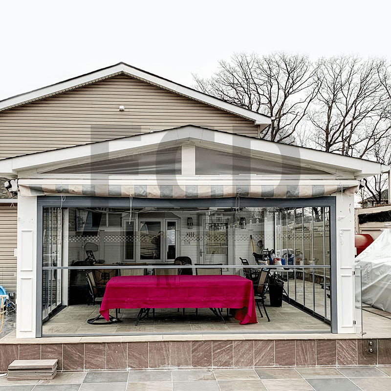 Great selling frameless exterior glass sliding doors windproof frameless folding glass doors for pergola