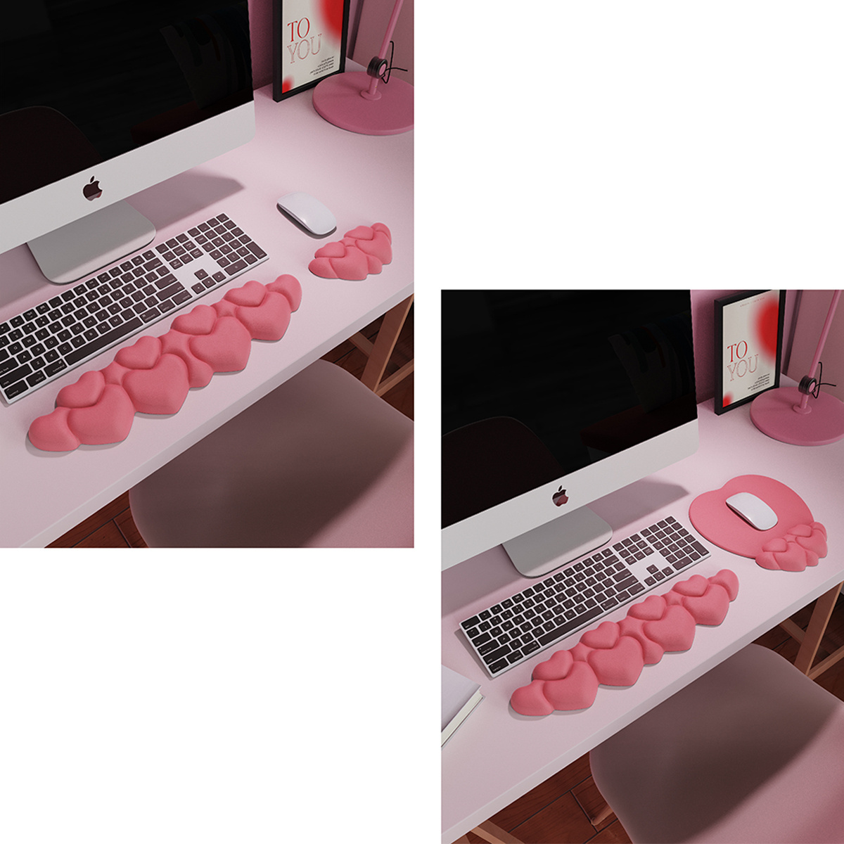 Comfortable Keyboard and Mouse Pad PU Silicone Soft Cloud Wrist Rest Keyboard Pad