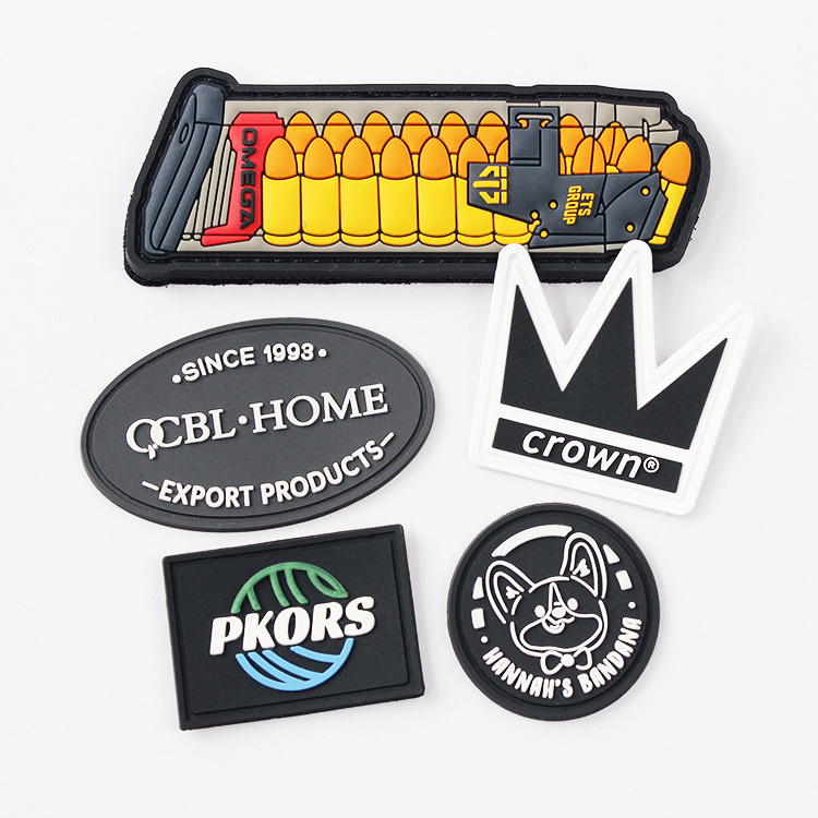 Custom Logo Embossed Rubber Badges Silicone Soft 2d Patch For Clothing Pvc Patches