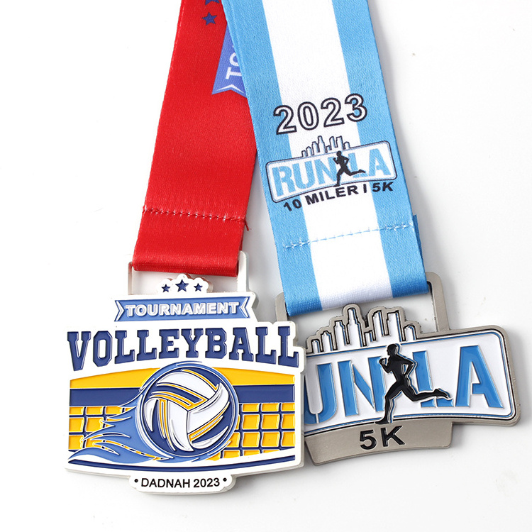 Custom metal 5k running sports medal with ribbon manufacturer bespoke karate taekwondo medals