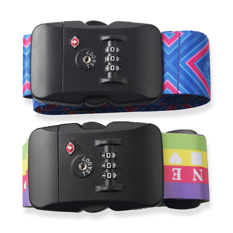 Wholesale custom polyester strap adjustable cheap luggage belt with number lock