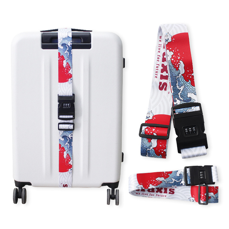 Wholesale custom polyester strap adjustable cheap luggage belt with number lock