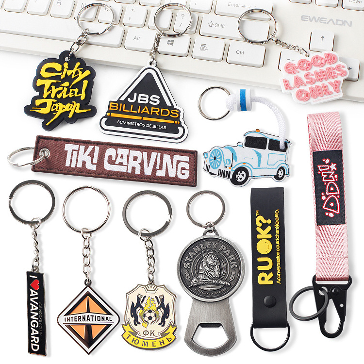 Custom Keychains Metal Leather Rubber Acrylic Pvc Key Chain Logo Promotional Carabiners Enamel Keychain