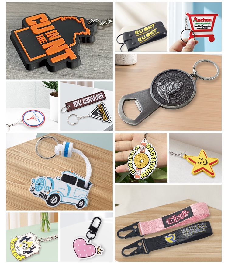 Custom Keychains Metal Leather Rubber Acrylic Pvc Key Chain Logo Promotional Carabiners Enamel Keychain