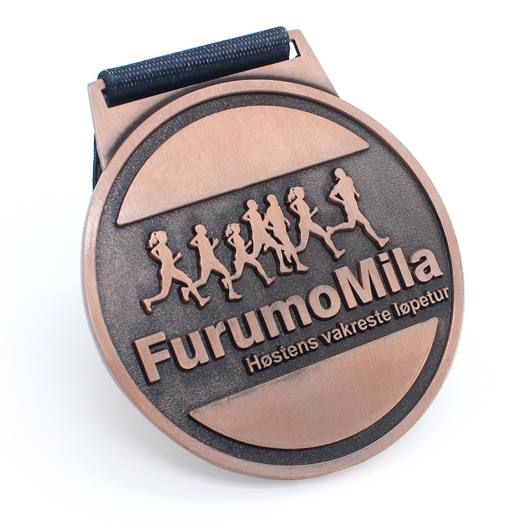 Custom metal 5k running sports medal with ribbon manufacturer bespoke karate taekwondo medals