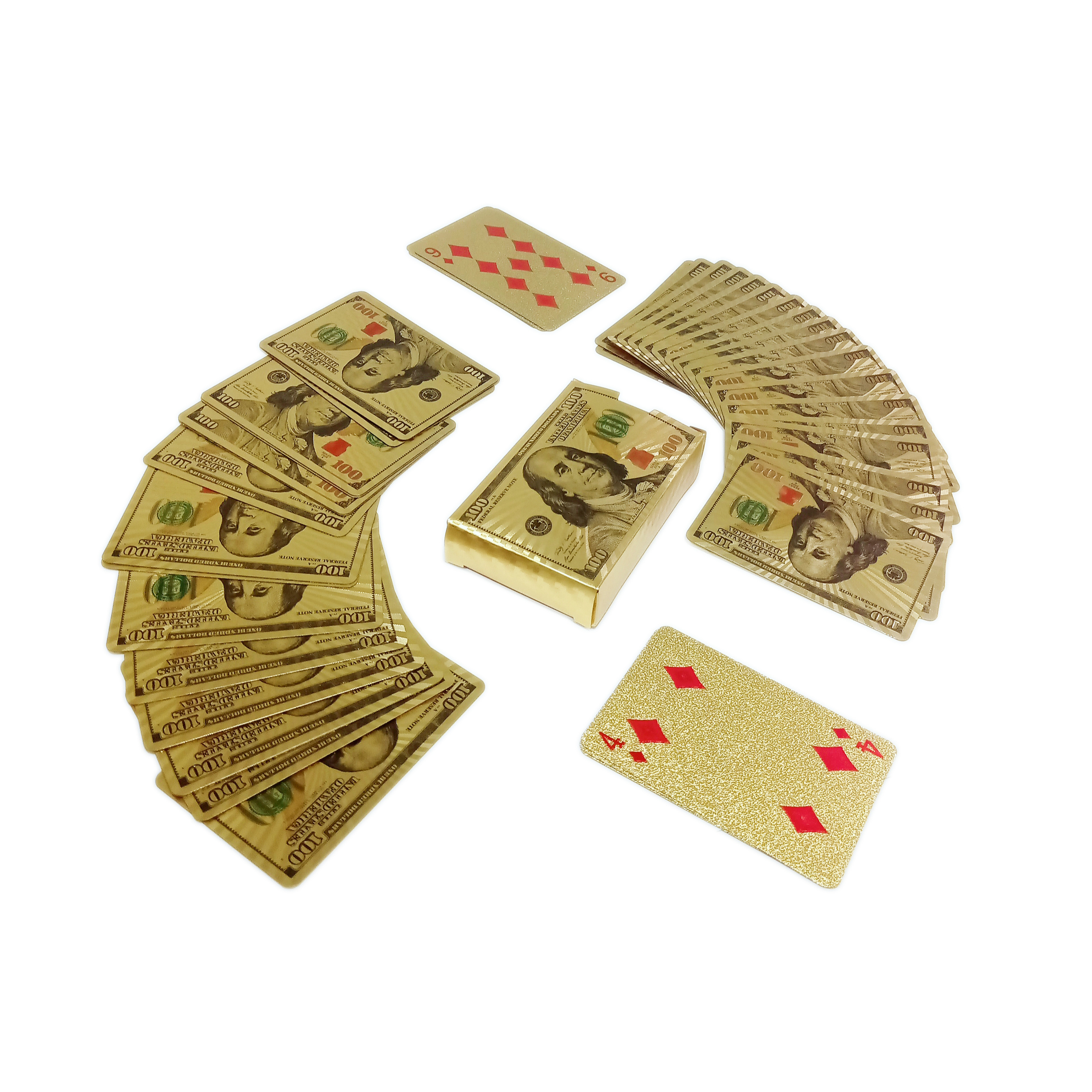 Hot Sale Plastic Pvc Paper Card Gamble Playing Customized Printing Simple Design 24k-gold Playing Pokercard Tarot Gold Black