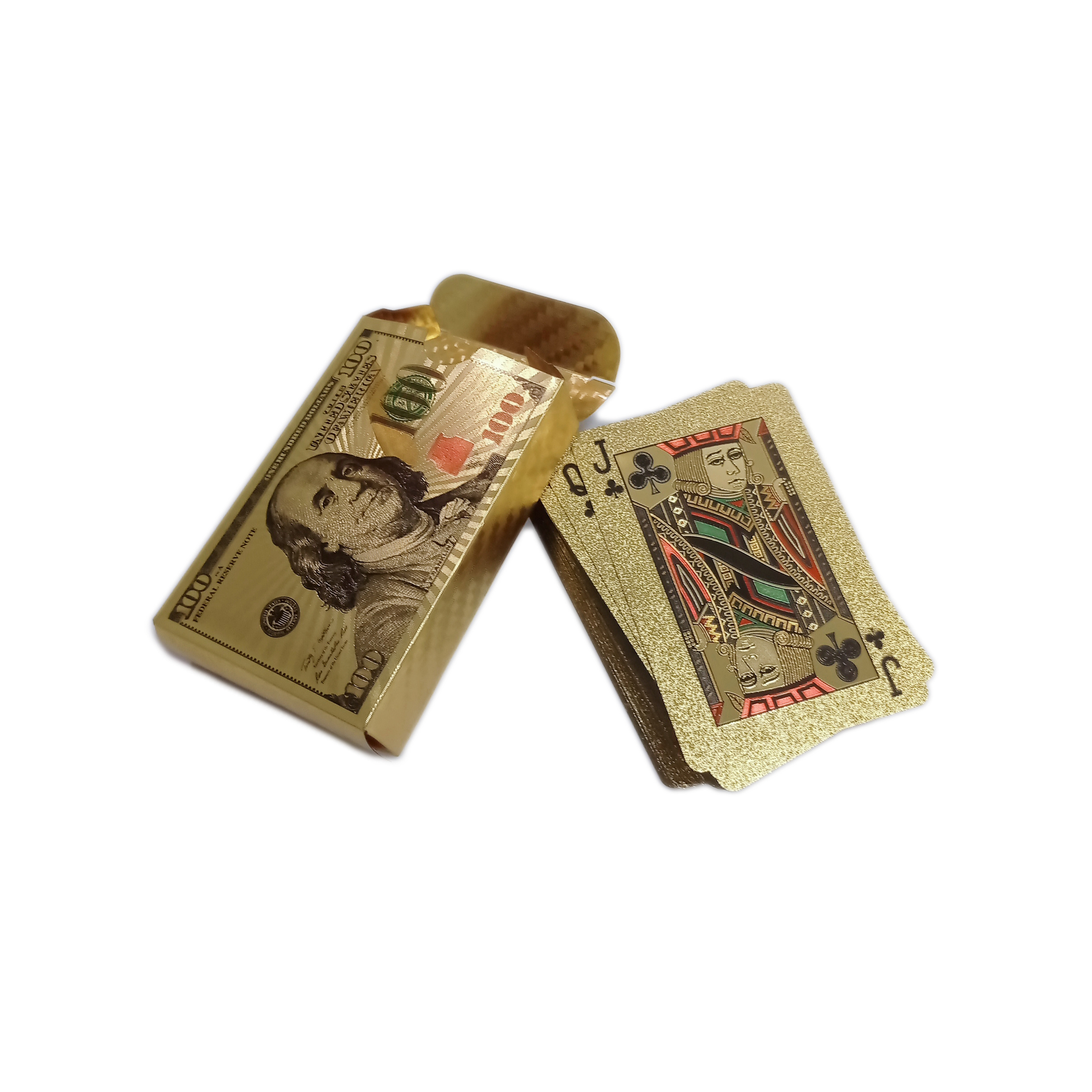 Hot Sale Plastic Pvc Paper Card Gamble Playing Customized Printing Simple Design 24k-gold Playing Pokercard Tarot Gold Black