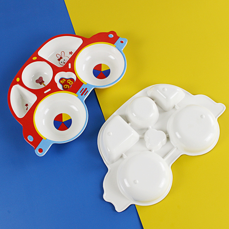 High Quality Car Shape Baby Dishes Plate Household Kitchen Children's Melamine Plate