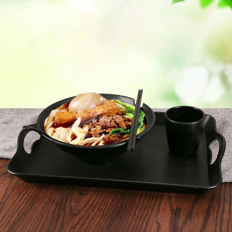 Set Of 3 Pcs Custom Design Japanese Style Black 9 Inch Big Capacity Noodles Bowl Melamine Ramen Bowl