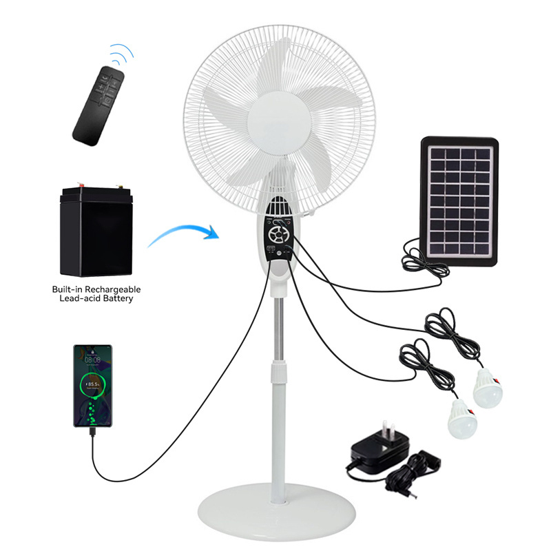 Chinese Wholesale Cheap Price Solar Powered Fan 16 Inch AC DC Rechargeable Battery Electric Floor Fan with Solar Panel for Home