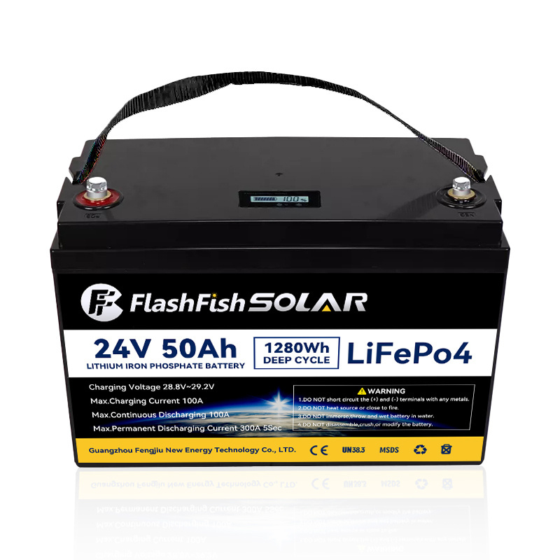 24 V Volt 50 A AH 1280Wh LiFePo4 Battery High Current Deep Cycle 6000+ Rechargeable 24V 50Ah Lithium Iron Lifepo4 Battery Pack