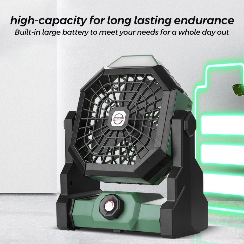 Small Outdoor Cordless Portable Rechargeable Lithium Battery Operated Cool Cooling Desk Camping Fan With led Light for Tent