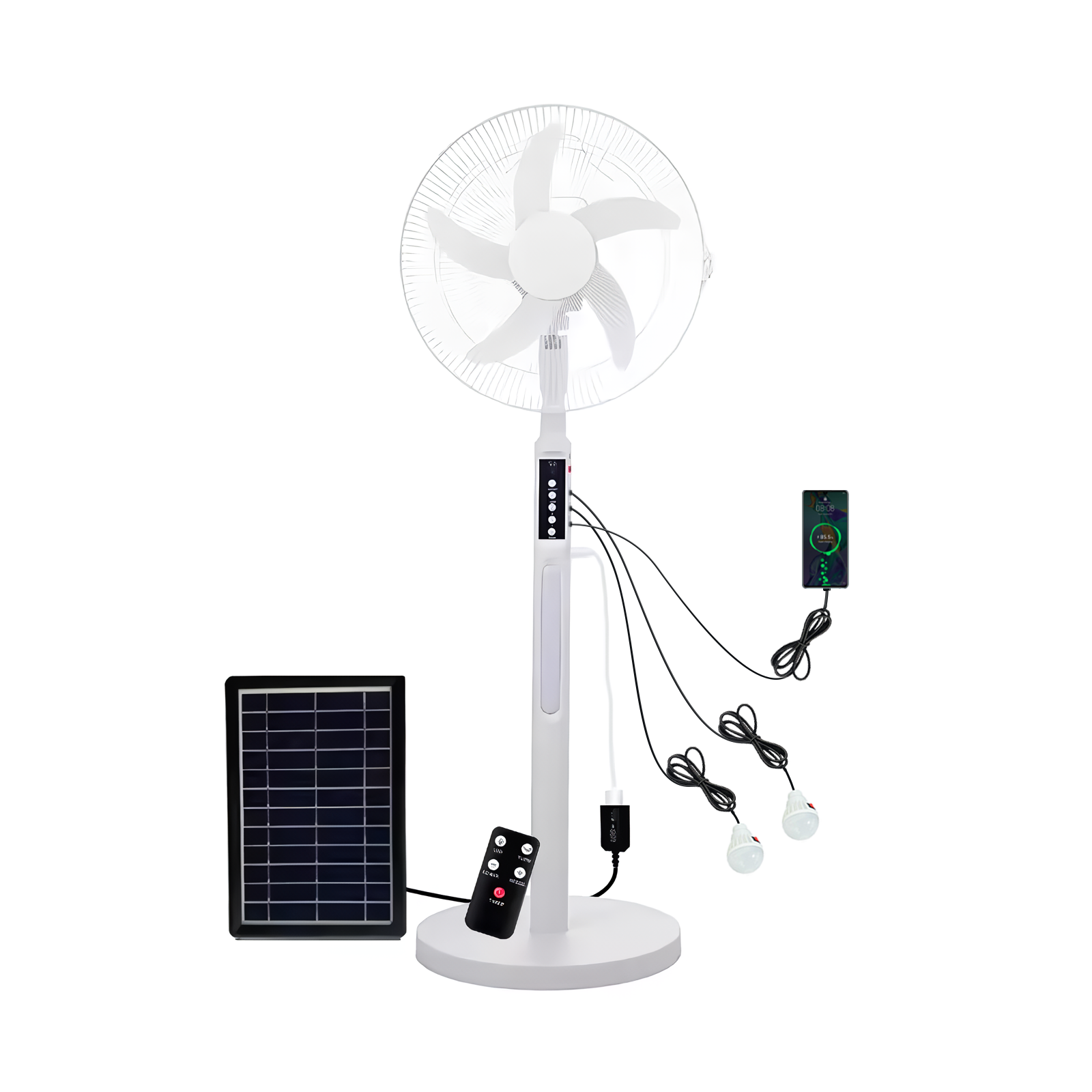 16 Inch Power Logic Rotary DC Brushless Motor Electric Rechargeable Oscillating Solar Powered Fan with Light Lithium Battery