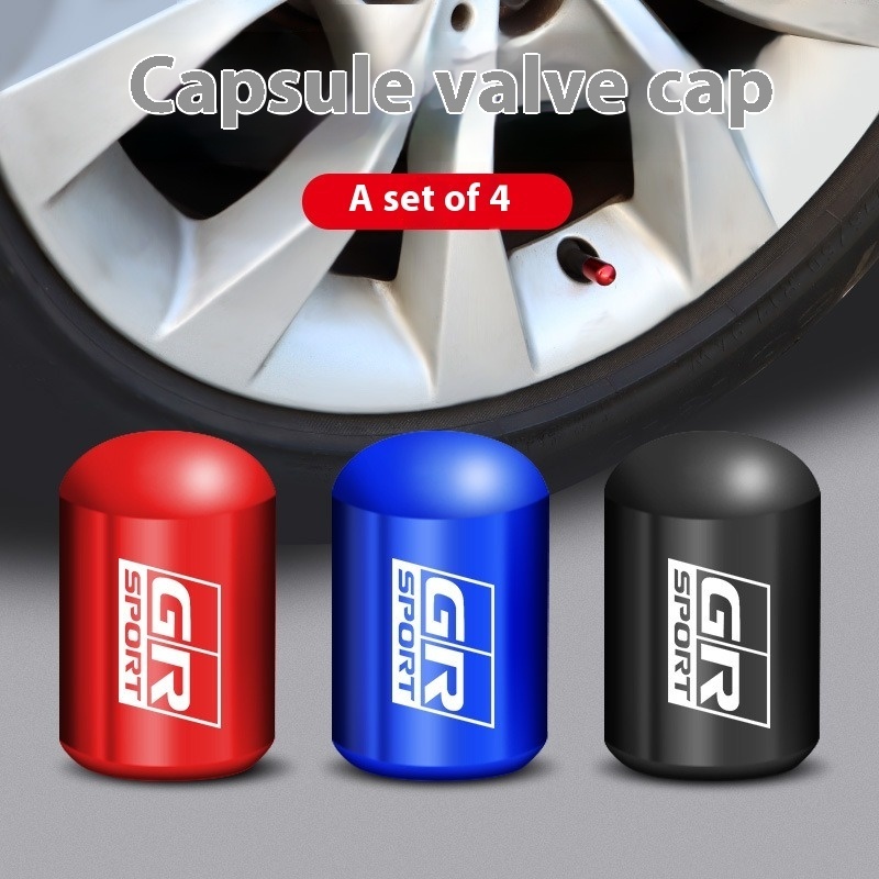 Capsule Valve Caps Aluminum Black Car Valve Cap Metal Decoration Tire Valve Cap