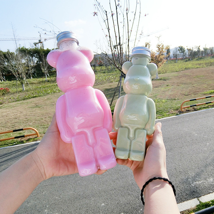 350ml 400ml 500ml Custom Disposable Packaging Beverage Pet Empty Bottle Animal Shape Cute Bear Shape Bottle