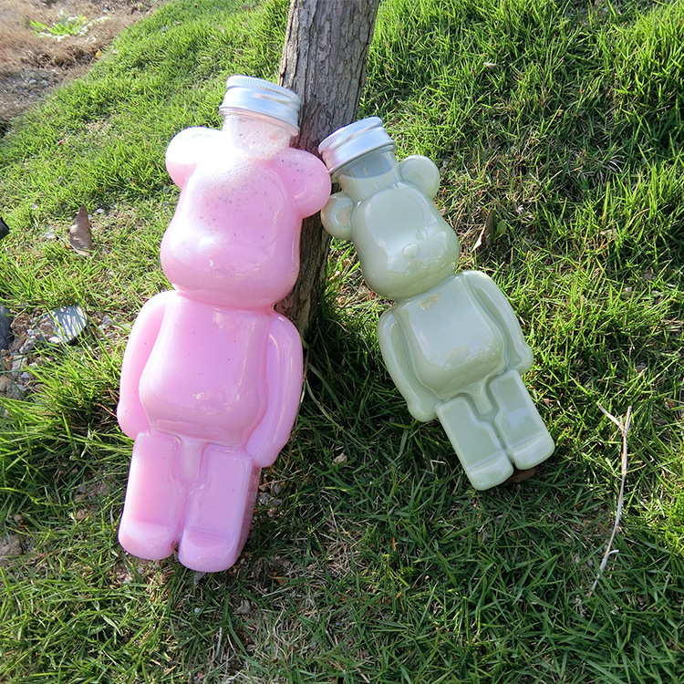 High Quality Bear Shaped Plastic Cosmetic Bottle Pet Bear Shaped Milk Tea Honey Bear Bottle