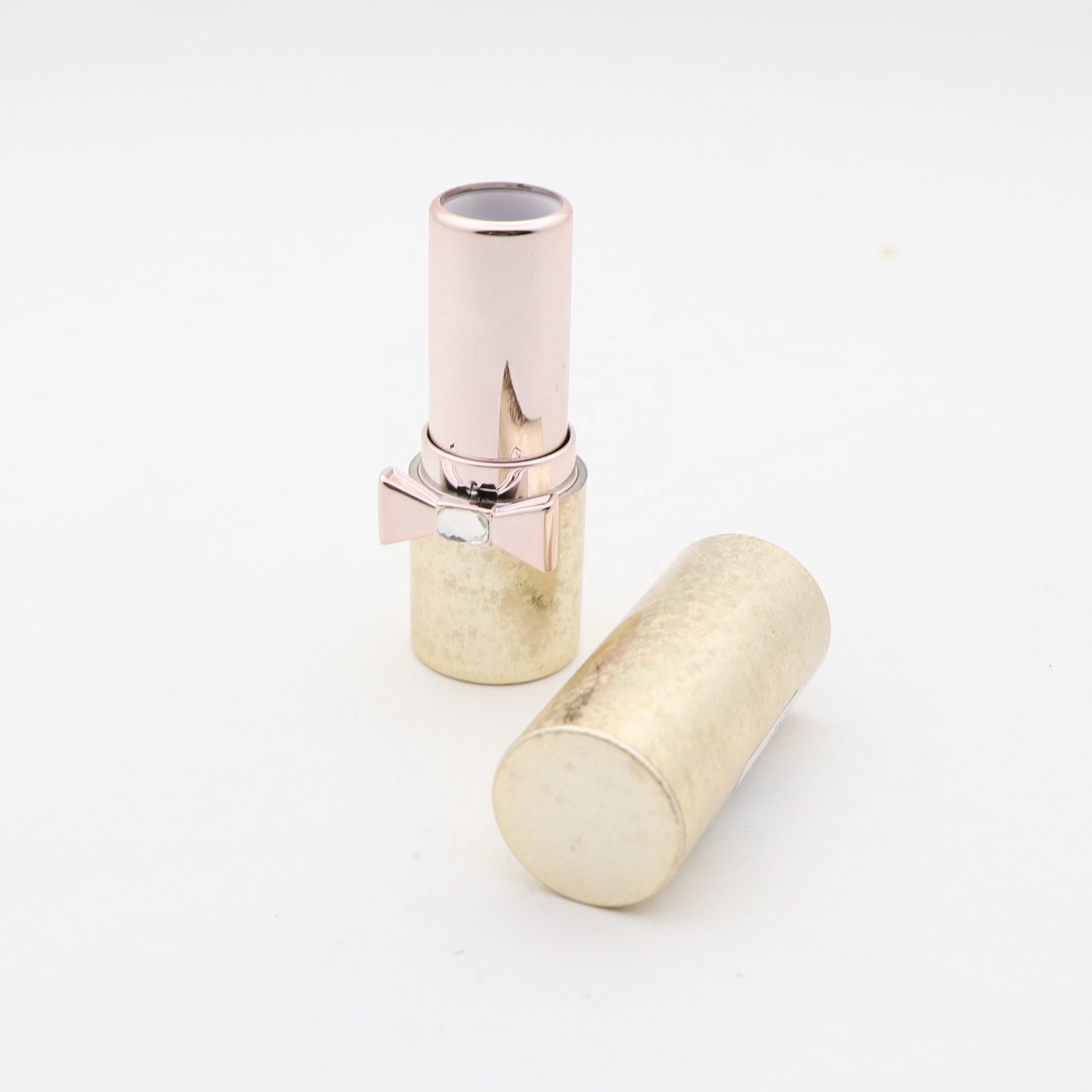 Mini gold color lipstick tube empty for liquid lipgloss cosmetics tubes with bow