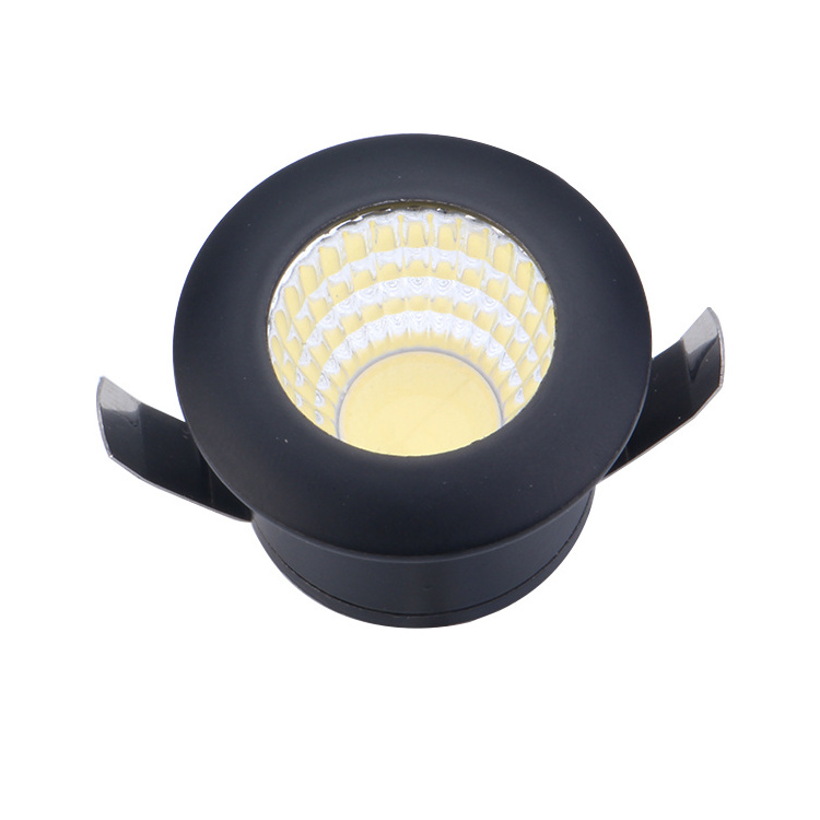 High Quality recessed cutout 27mm cob 3w 3 watt dc12v led mini small cabinet spotlight 12v black/white