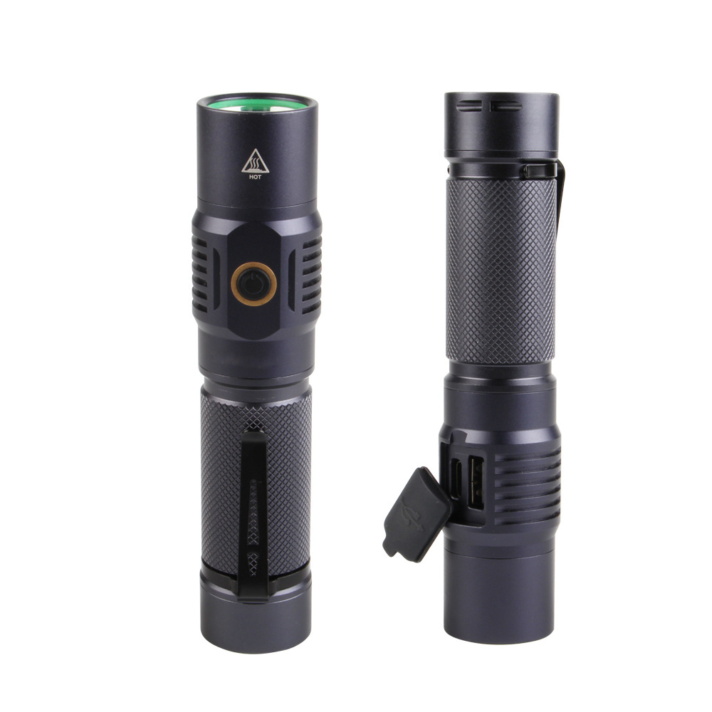 Handheld Flash Light Rechargeable LED Water Resistant Camping Torches Adjustable Focus Zoom Tactical Flashlight